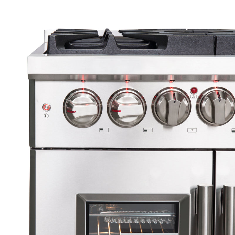Forno Massimo 30" Freestanding French Door Dual Fuel Range in Stainless Steel, True Convection, 5 Burners, FFSGS6325-30