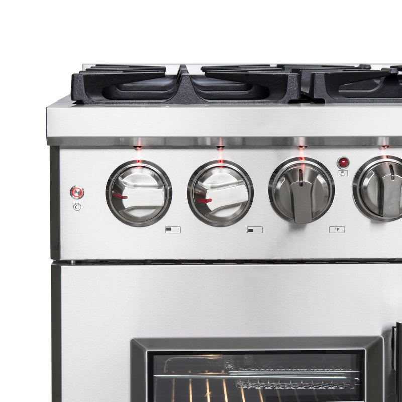 Forno Massimo 36" Freestanding French Door Dual Fuel Range in Stainless Steel, True Convection, 6 Burners, FFSGS6325-36