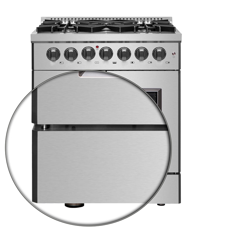 Forno Galiano 30" Freestanding French Door Dual Fuel Range in Stainless Steel, True Convection, 5 Burners, FFSGS6356-30