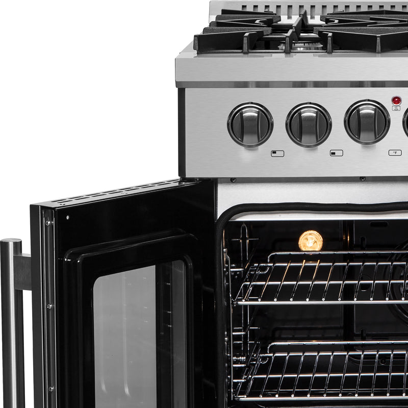 Forno Galiano 30" Freestanding French Door Dual Fuel Range in Stainless Steel, True Convection, 5 Burners, FFSGS6356-30