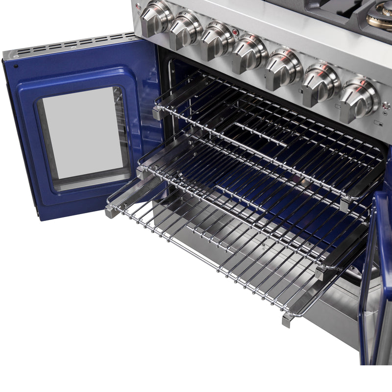 Forno Capriasca 30" Freestanding French Door Dual Fuel Range in Stainless Steel, True Convection, Brass Burners, FFSGS6387-30