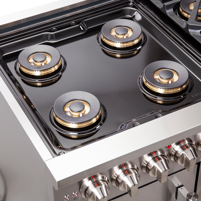 Forno Capriasca 48" Freestanding French Door Dual Fuel Range in Stainless Steel, Double Oven, 8 Burners, FFSGS6387-48