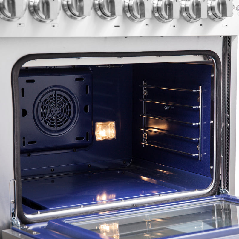 Forno Capriasca 48" Freestanding French Door Dual Fuel Range in Stainless Steel, Double Oven, 8 Burners, FFSGS6387-48