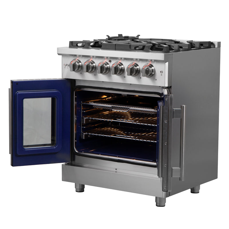 Forno Massimo 30" Freestanding French Door Gas Range, Air Fry, 5 Burners, FFSGS6439-30