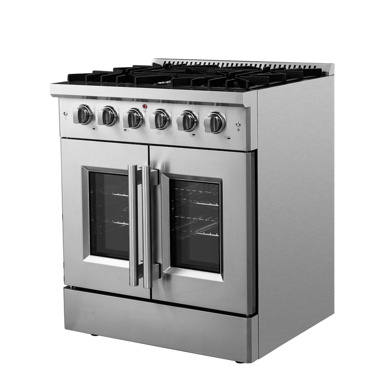 Forno Galiano 30" Freestanding French Door Gas Range, 5 Burners, Convection Fan, FFSGS6444-30