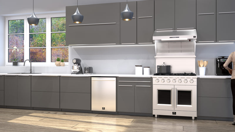 Forno Galiano 36" Freestanding French Door Gas Range, 6 Burners, Convection Fan, FFSGS6444-36