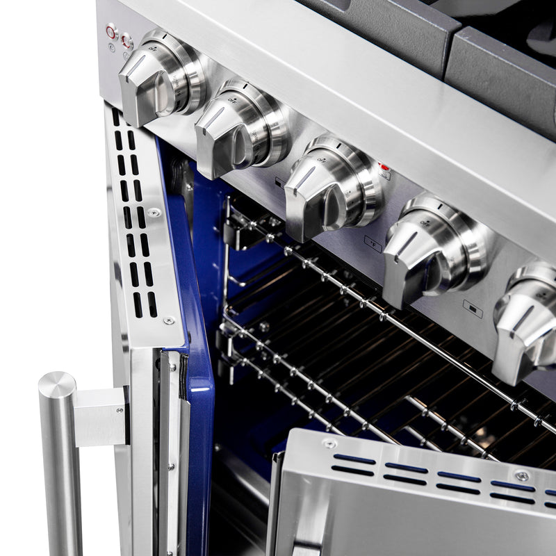 Forno Capriasca 30" Freestanding French Door Gas Range, Brass Burners, 5 Burners, FFSGS6460-30