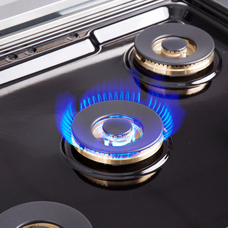 Forno Capriasca 30" Freestanding French Door Gas Range, Brass Burners, 5 Burners, FFSGS6460-30