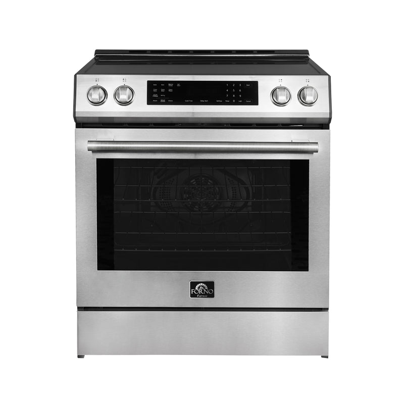 Forno Donatello Espresso 30" Freestanding Induction Range in Stainless Steel, True Convection, Air Fry, with Stainless Steel Handles, FFSIN0905-30