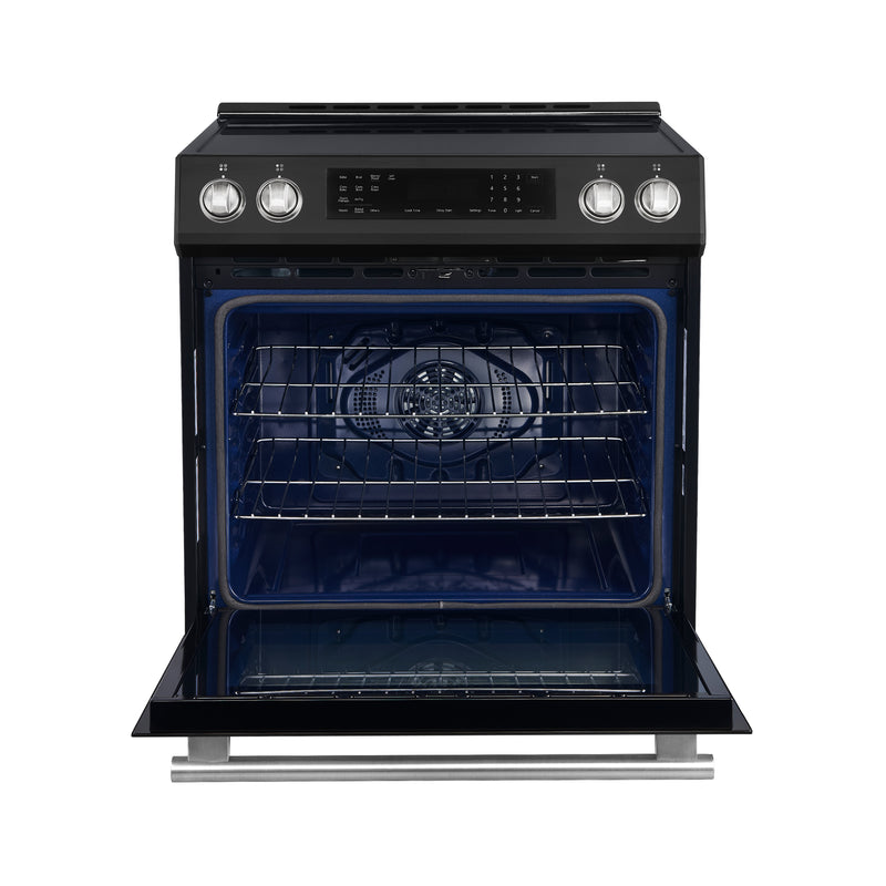 Forno Donatello Espresso 30" Freestanding Induction Range in Black, True Convection, Air Fry, with Antique Brass Handles, FFSIN0905-30BLK