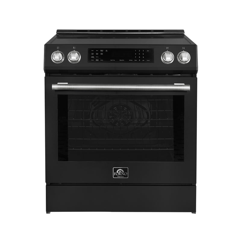 Forno Donatello Espresso 30" Freestanding Induction Range in Black, True Convection, Air Fry, with Stainless Steel Handles, FFSIN0905-30BLK