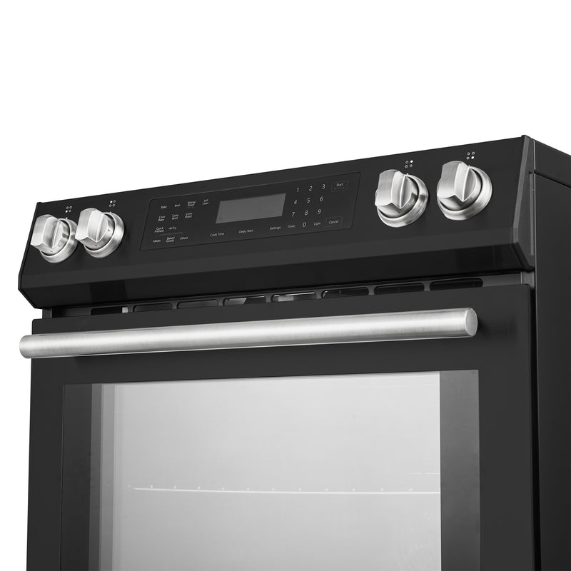 Forno Donatello Espresso 30" Freestanding Induction Range in Black, True Convection, Air Fry, with Antique Brass Handles, FFSIN0905-30BLK