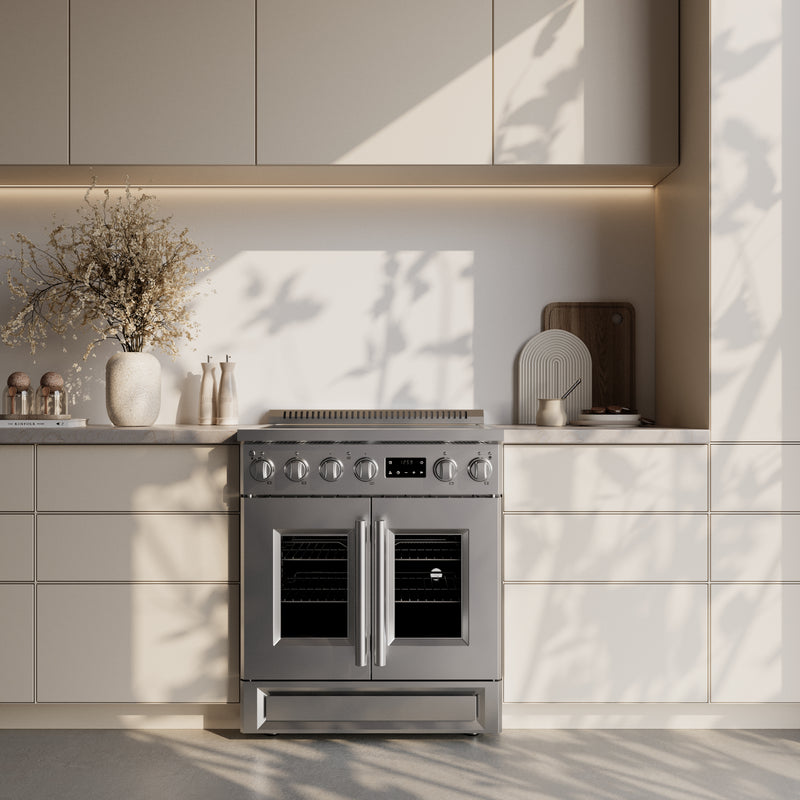 Forno Torino 30" Freestanding French Door Induction Range in Stainless Steel, Air Fry, True Convection, FFSIN0950-30
