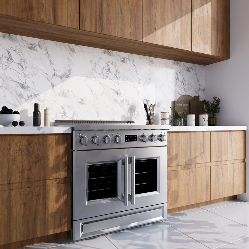 Forno Torino 36" Freestanding French Door Induction Range in Stainless Steel, Air Fry, True Convection, FFSIN0950-36