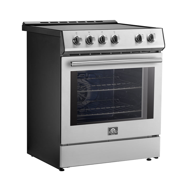 Forno Leonardo Espresso 30" Freestanding Induction Range in Stainless Steel, 5 Cooking Zones, Convection Oven, with Stainless Steel Handles, FFSIN0982-30