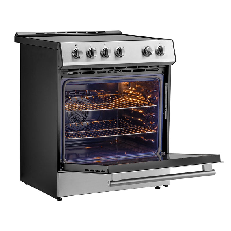 Forno Leonardo Espresso 30" Freestanding Induction Range in Stainless Steel, 5 Cooking Zones, Convection Oven, with Stainless Steel Handles, FFSIN0982-30