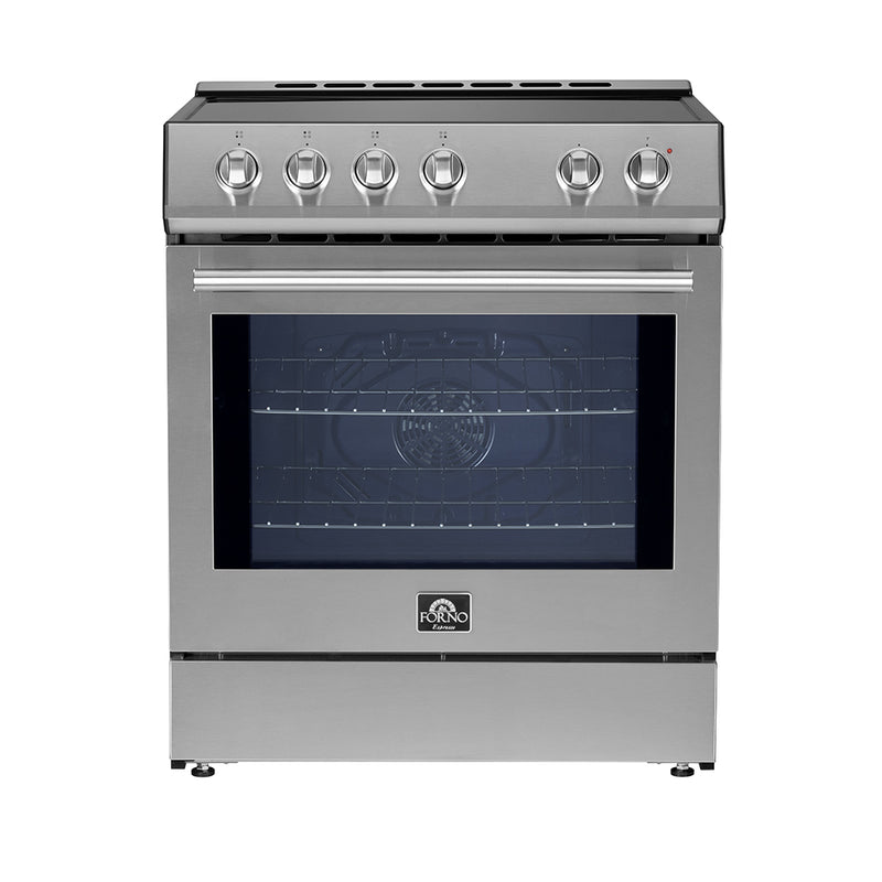 Forno Leonardo Espresso 30" Freestanding Induction Range in Stainless Steel, 5 Cooking Zones, Convection Oven, with Stainless Steel Handles, FFSIN0982-30