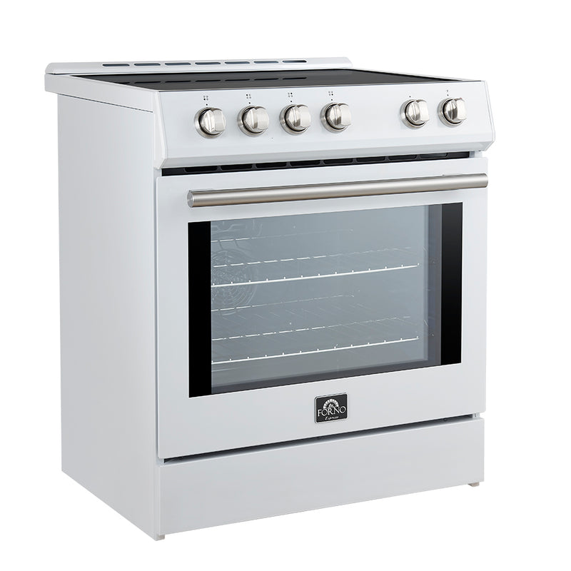 Forno Leonardo Espresso 30" Freestanding Induction Range in White, True Convection, with Stainless Steel Handles, FFSIN0982-30WHT