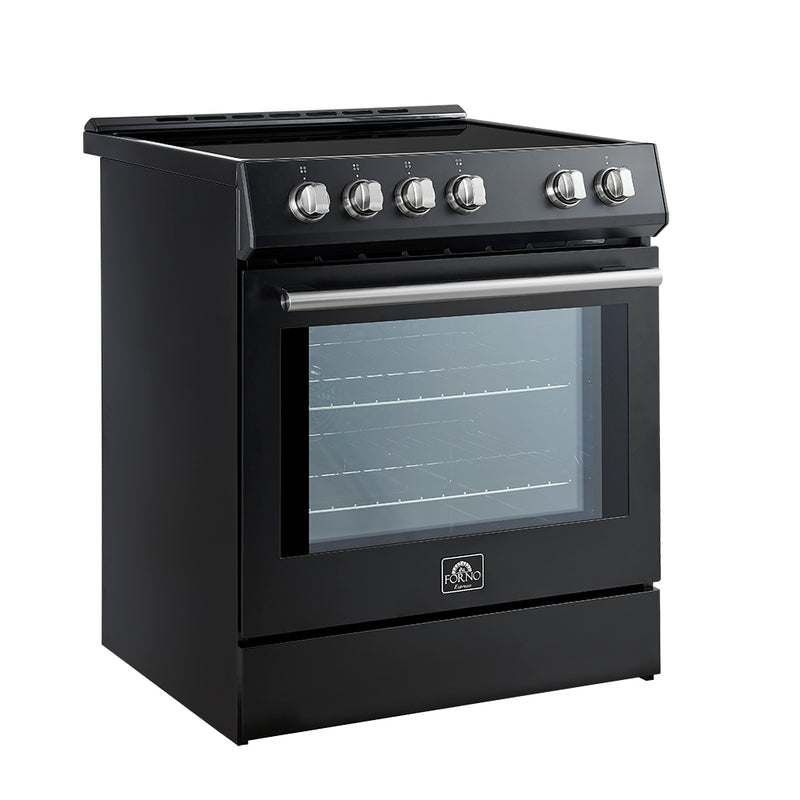 Forno Leonardo Espresso 30" Freestanding Induction Range in Black, True Convection, with Stainless Steel Handles, FFSIN0982-30BLK