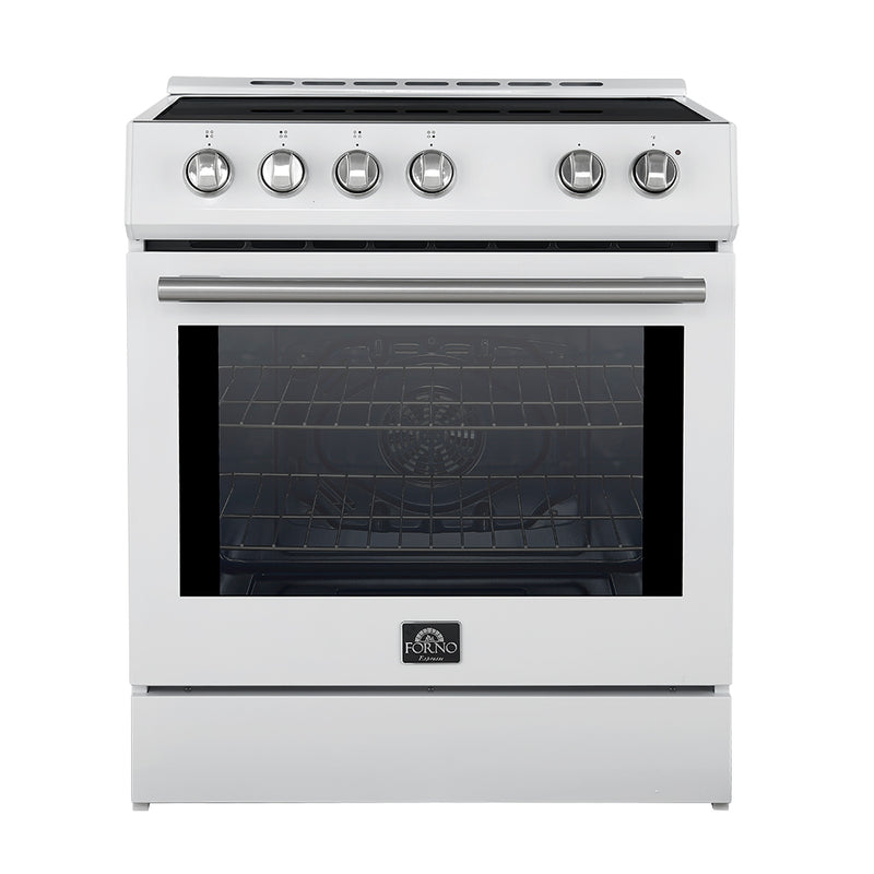 Forno Leonardo Espresso 30" Freestanding Induction Range in White, True Convection, with Stainless Steel Handles, FFSIN0982-30WHT