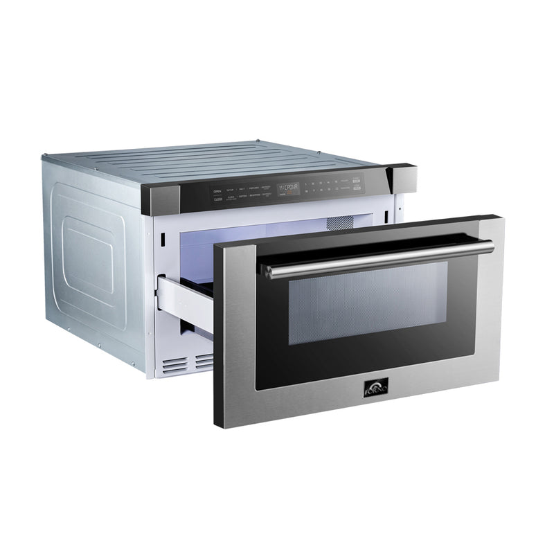 Forno Capoliveri 24" 1.2 cu.ft. Built-In Microwave Drawer in Stainless Steel, 1000 Watt, Auto-Touch Opening, FMWDR3000-24