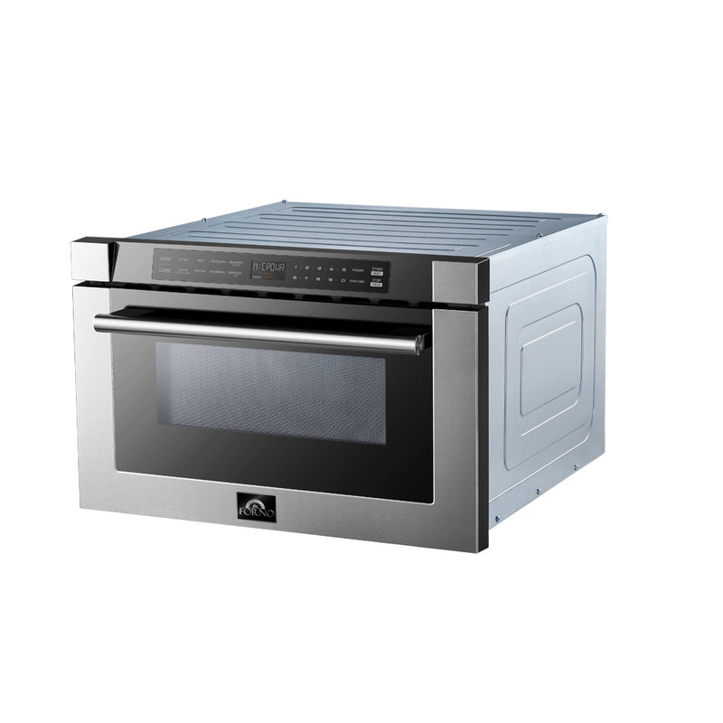 Forno Capoliveri 24" 1.2 cu.ft. Built-In Microwave Drawer in Stainless Steel, 1000 Watt, Auto-Touch Opening, FMWDR3000-24