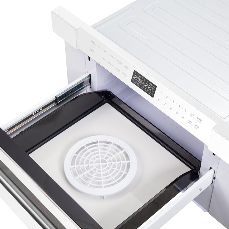 Forno Espresso Capoliveri 30" 1.2 cu. ft. Built-In Microwave Drawer in White, 1000 Watts, with Stainless Steel Handles, FMWDR3000-30WHT