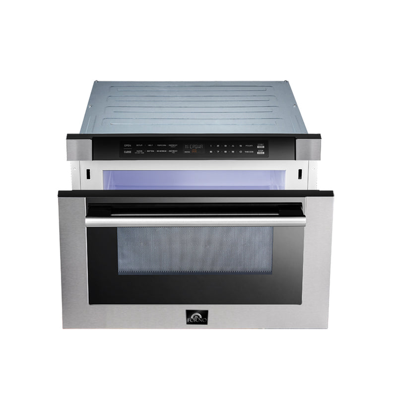 Forno Capoliveri 24" 1.2 cu.ft. Built-In Microwave Drawer in Stainless Steel, 1000 Watt, Auto-Touch Opening, FMWDR3000-24