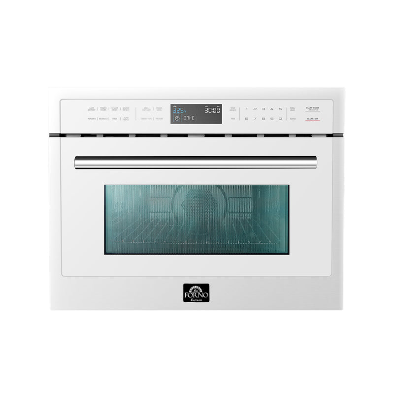 Forno Espresso Oliena 24" 1.6 cu. ft. Built-In Microwave Oven in White, 1000W Microwave, with Stainless Steel Handles, FMWDR3093-24WHT