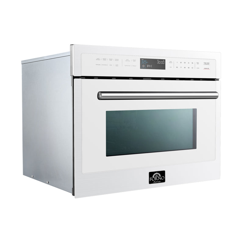 Forno Espresso Oliena 24" 1.6 cu. ft. Built-In Microwave Oven in White, 1000W Microwave, with Stainless Steel Handles, FMWDR3093-24WHT