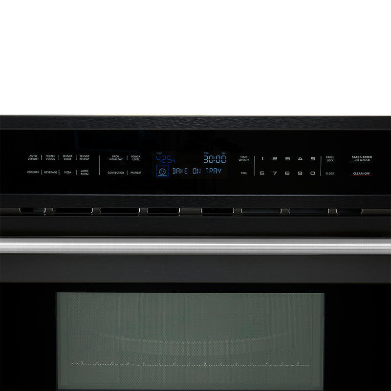 Forno Espresso Oliena 30" 1.6 cu. ft. Built-In Microwave Oven in Black, 1000W/1750W, with Stainless Steel Handles, FMWDR3093-30BLK