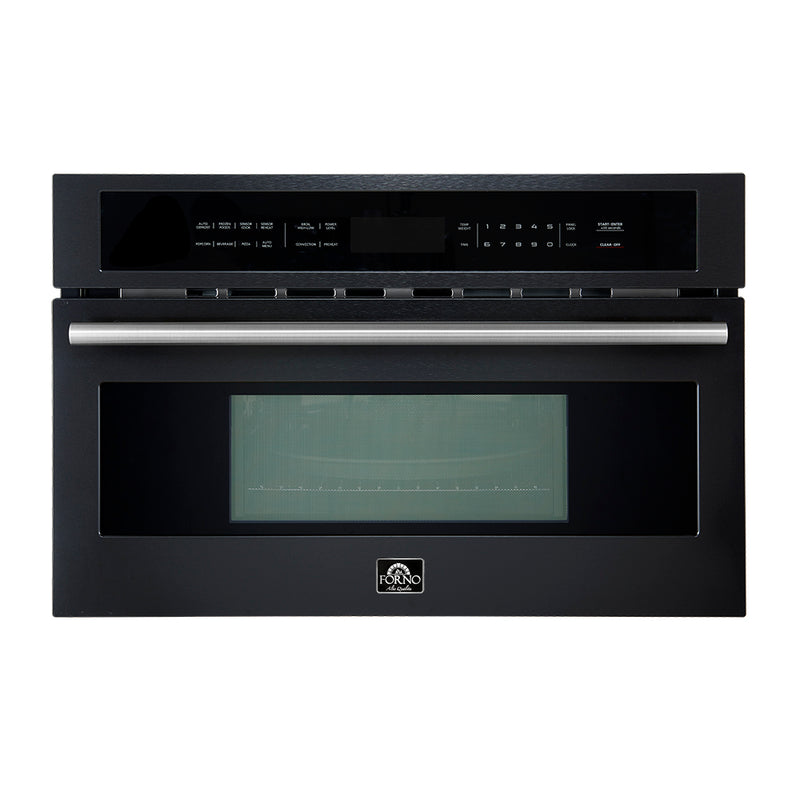 Forno Espresso Oliena 30" 1.6 cu. ft. Built-In Microwave Oven in Black, 1000W/1750W, with Stainless Steel Handles, FMWDR3093-30BLK