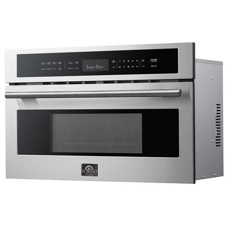 Forno Oliena 30" 1.6 cu. ft. Built-In Microwave Oven in Stainless Steel, 1000W Microwave, Sensor Cooking, FMWDR3093-30