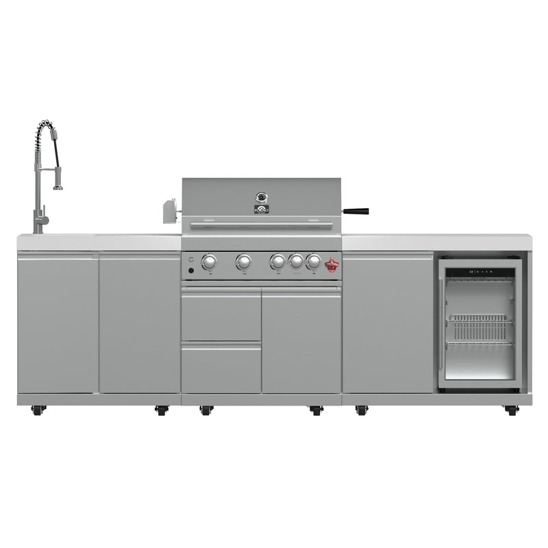 Forno Bulnes 30" Freestanding Gas BBQ Grill in Stainless Steel, 60,000 BTU, 3 Burners with Sear & Rotisserie, 1.8 cu.ft. Beverage Center, FODKT2506WHT