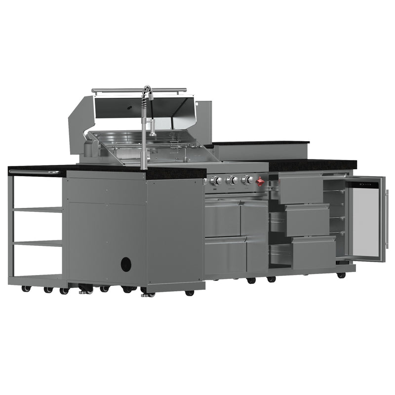 Forno Bulnes 40" Freestanding Gas BBQ in Stainless Steel, 95,000 BTU, 5 Burners, Rotisserie Kit, 1.8 cu.ft. Beverage Center, FODKT2520BLK