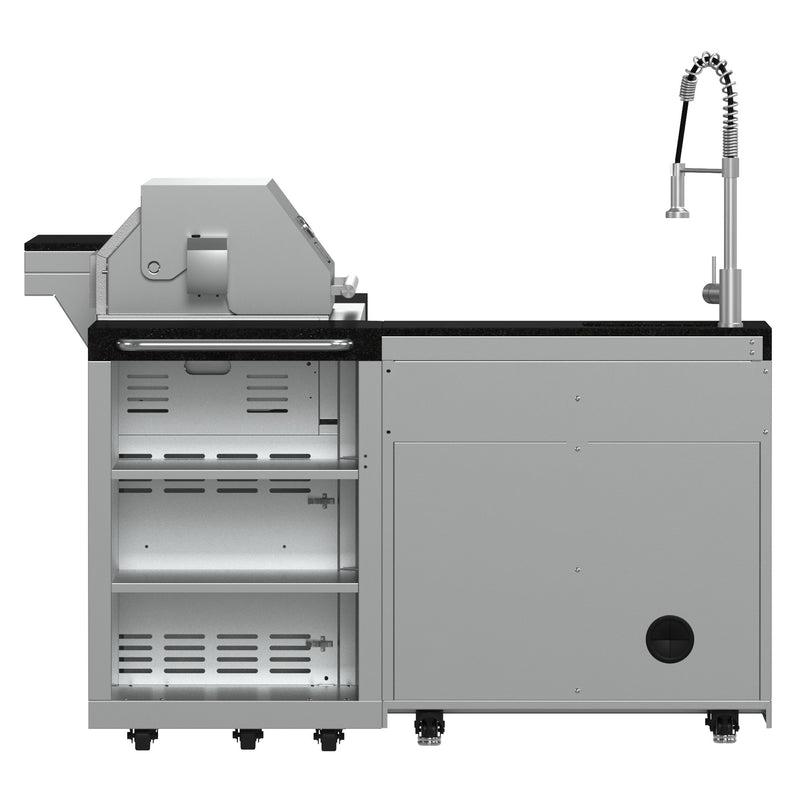 Forno Bulnes 40" Freestanding Gas BBQ in Stainless Steel, 95,000 BTU, 5 Burners, Rotisserie Kit, 1.8 cu.ft. Beverage Center, FODKT2520BLK