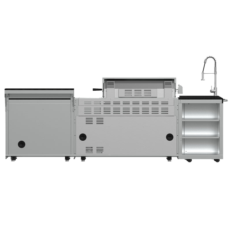 Forno Bulnes 40" Freestanding Gas BBQ in Stainless Steel, 95,000 BTU, 5 Burners, Rotisserie Kit, 1.8 cu.ft. Beverage Center, FODKT2520BLK