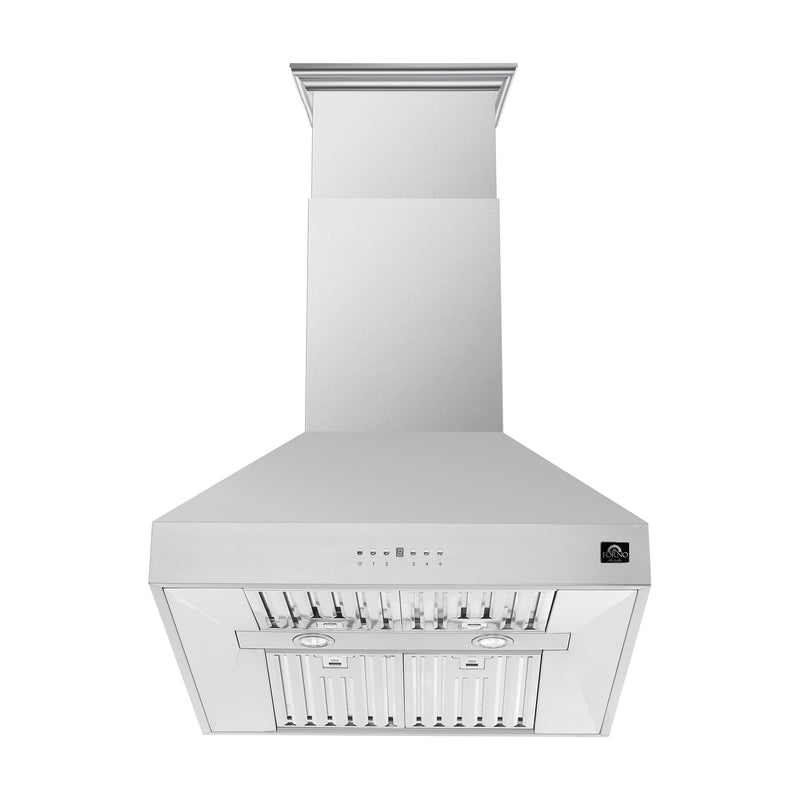 Forno Coppito 30" 600 CFM Island Range Hood in Stainless Steel, LED Lighting, 4 Speed Touch Control, FRHIS5129-30