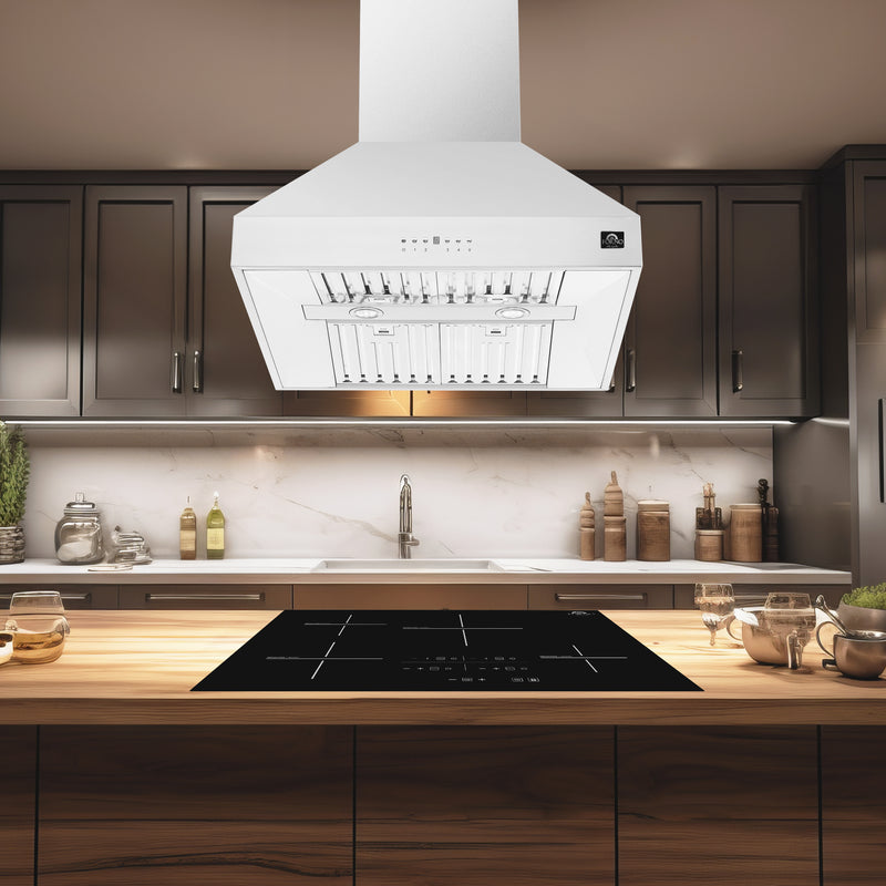 Forno Coppito 30" 600 CFM Island Range Hood in Stainless Steel, LED Lighting, 4 Speed Touch Control, FRHIS5129-30