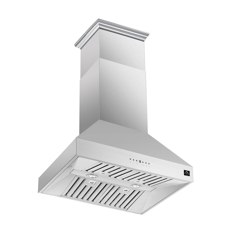 Forno Coppito 30" 600 CFM Island Range Hood in Stainless Steel, LED Lighting, 4 Speed Touch Control, FRHIS5129-30