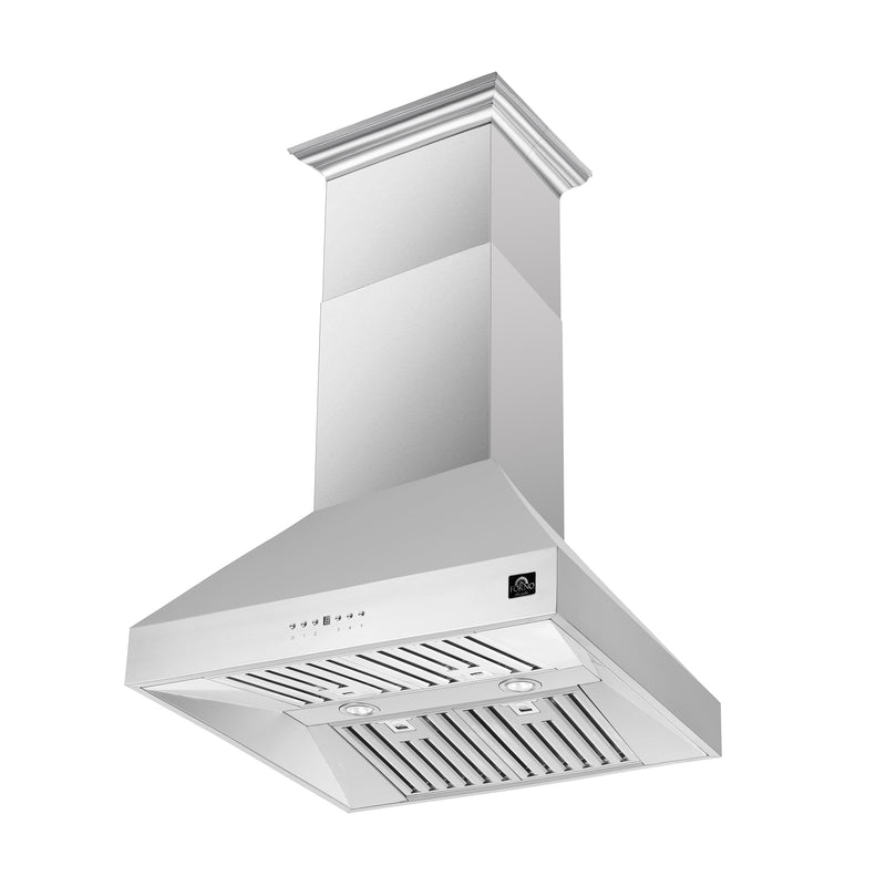 Forno Coppito 30" 600 CFM Island Range Hood in Stainless Steel, LED Lighting, 4 Speed Touch Control, FRHIS5129-30
