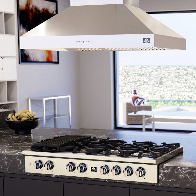 Forno Coppito 48" 1200 CFM Island Range Hood in Stainless Steel, 4-Speed Touch Control, LED Lighting, FRHIS5129-48