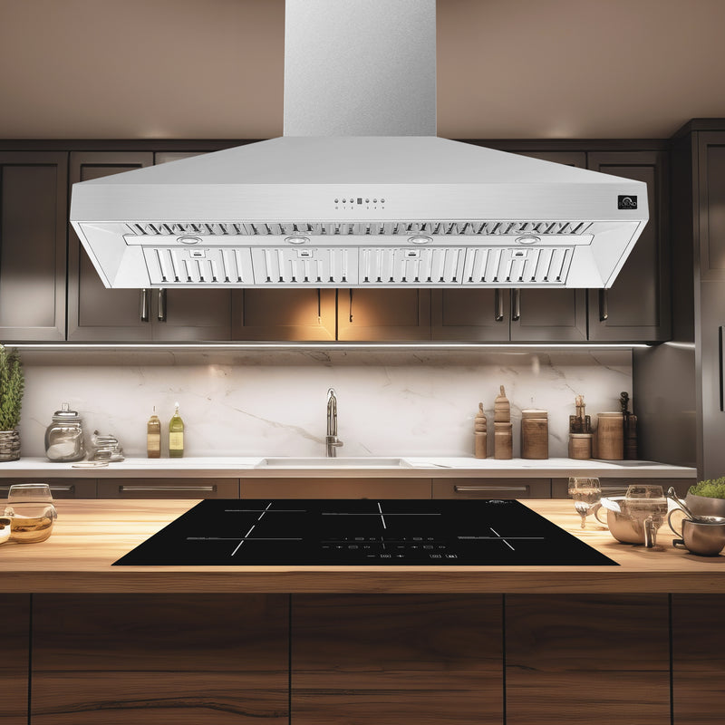 Forno Coppito 60" 1200 CFM Island Range Hood in Stainless Steel, 4-Speed Touch Control, LED Lighting, FRHIS5129-60
