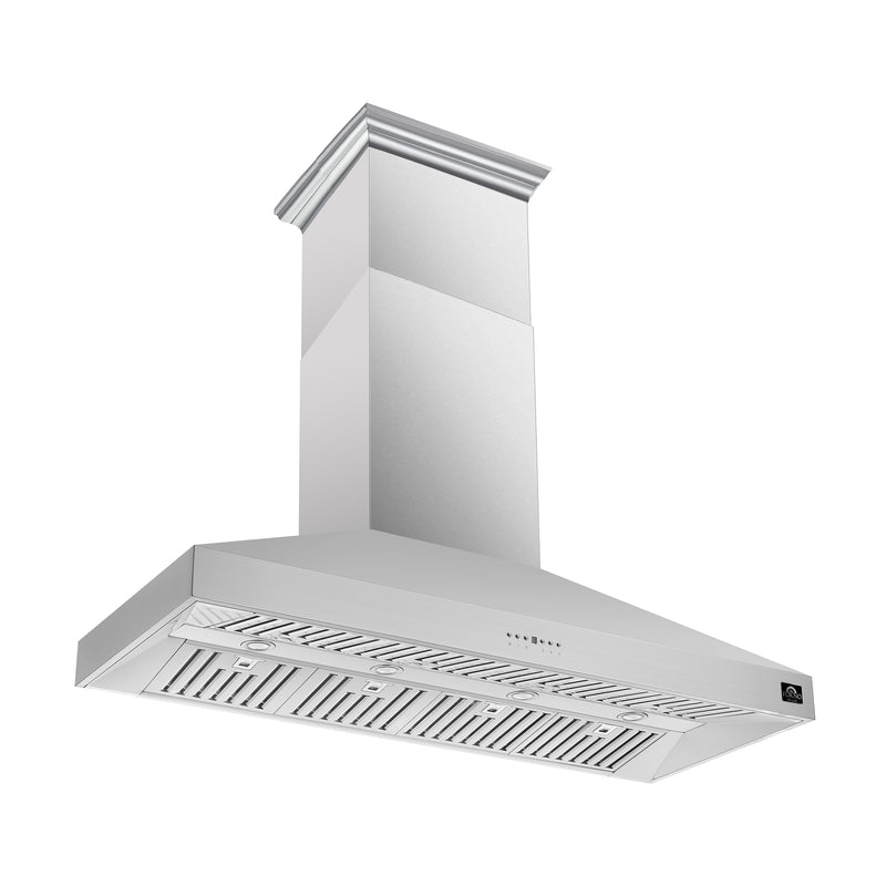 Forno Coppito 60" 1200 CFM Island Range Hood in Stainless Steel, 4-Speed Touch Control, LED Lighting, FRHIS5129-60