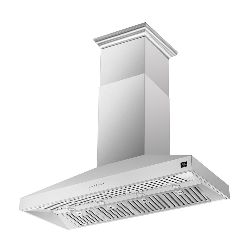Forno Coppito 60" 1200 CFM Island Range Hood in Stainless Steel, 4-Speed Touch Control, LED Lighting, FRHIS5129-60