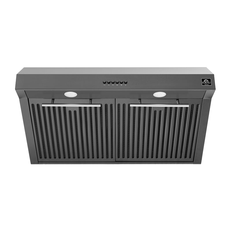 Forno Espresso 2-Piece Appliance Package - 30" Electric Range with 5.0 Cu.Ft. Electric Oven and Under Cabinet Range Hood in Black, FBDL-002-02US