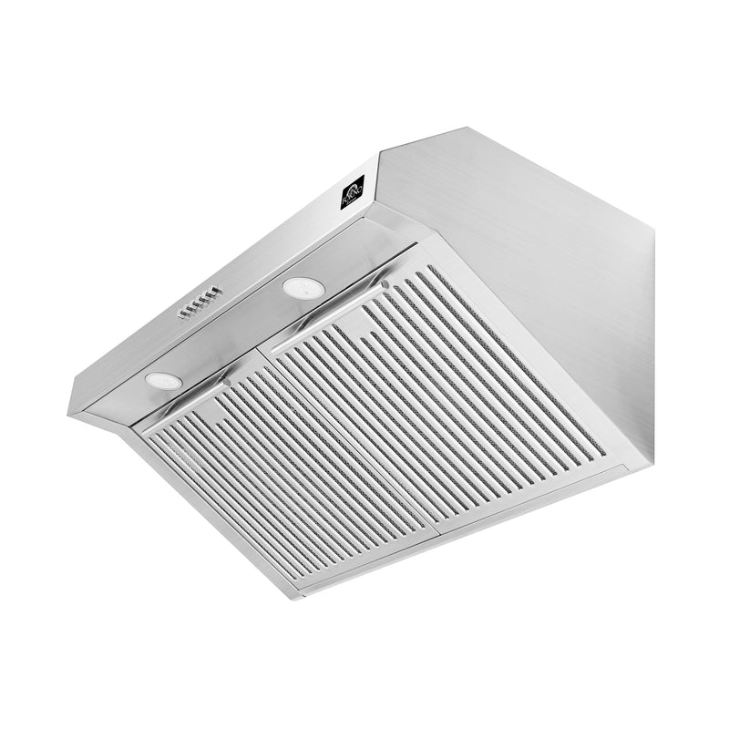 Forno 4-Piece Appliance Package- 30" Electric Range, Under Cabinet Range Hood, 31" Refrigerator, and Built-In Dishwasher in Stainless Steel, FBDL-010-01US