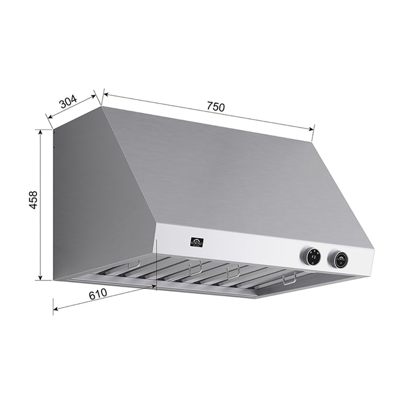 Forno Biagio 30" 600 CFM Wall Mounted Range Hood in Stainless Steel, Baffle Filters, FRHWM5009-30