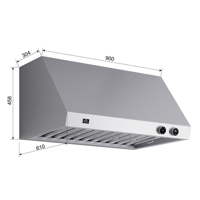 Forno Biagio 36" 600 CFM Wall Mounted Range Hood in Stainless Steel, Baffle Filters, FRHWM5009-36
