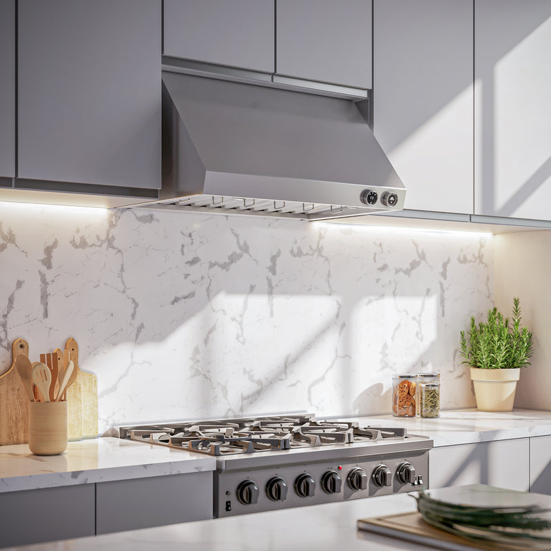 Forno Biagio 36" 600 CFM Wall Mounted Range Hood in Stainless Steel, Baffle Filters, FRHWM5009-36